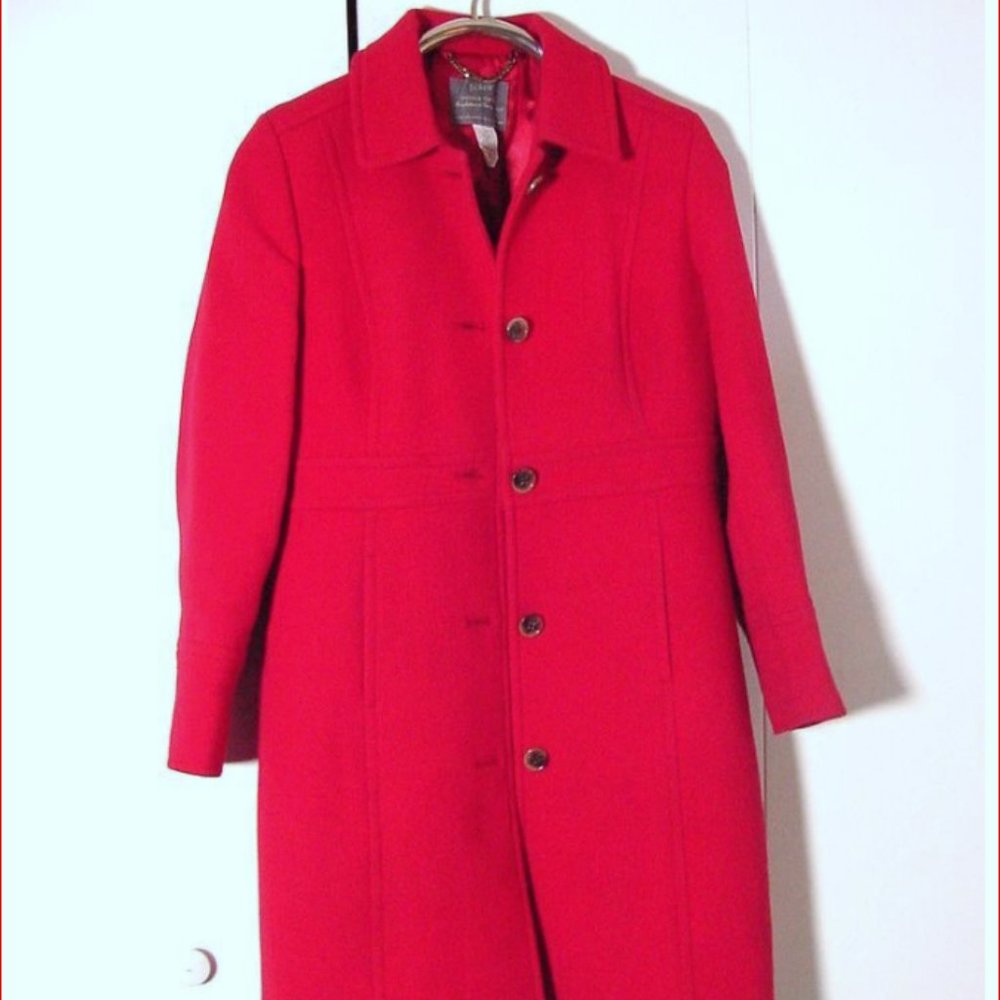 J. Crew Red Women's Lady Day Double Cloth Wool Blend Coat